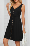 Casual Street Solid Pocket Buckle O Neck A Line Dresses