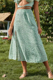 Casual Vacation Print Slit Straight High Waist Type A Full Print Bottoms