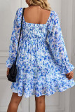 Bohemian Vintage Print Flounce U Neck Printed Dress Dresses