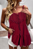 Casual Vacation Geometric Tassel Frenulum Square Collar Tops