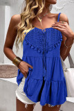 Casual Vacation Geometric Tassel Frenulum Square Collar Tops