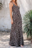 Sexy Vintage Leopard Printing V Neck Sling Dress Dresses