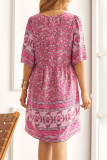 Bohemian College National Totem Patchwork V Neck A Line Dresses