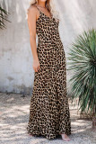 Sexy Vintage Leopard Printing V Neck Sling Dress Dresses