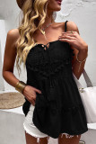 Casual Vacation Geometric Tassel Frenulum Square Collar Tops