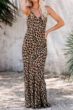 Sexy Vintage Leopard Printing V Neck Sling Dress Dresses