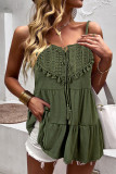 Casual Vacation Geometric Tassel Frenulum Square Collar Tops
