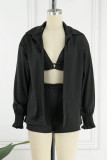 Casual Vacation Solid Solid Color Turndown Collar Long Sleeve Two Pieces