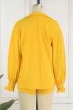 Casual Vacation Solid Solid Color Turndown Collar Long Sleeve Two Pieces