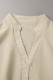 Casual Simplicity Solid Buckle V Neck Shirt Dress Dresses
