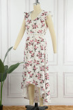 Sweet Elegant Print Patchwork V Neck Princess Dresses