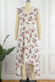 Sweet Elegant Print Patchwork V Neck Princess Dresses