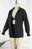 Casual Vacation Solid Solid Color Turndown Collar Long Sleeve Two Pieces