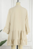 Casual Simplicity Solid Buckle V Neck Shirt Dress Dresses