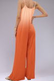 Plus Size Casual Street Gradual Change Patchwork O Neck Loose Jumpsuits