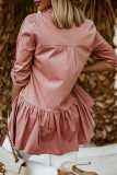 Work Daily Solid Buckle Turndown Collar Tops