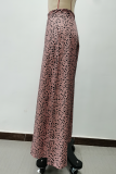 Casual Leopard Printing Loose High Waist Wide Leg Full Print Bottoms