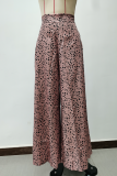 Casual Leopard Printing Loose High Waist Wide Leg Full Print Bottoms