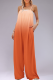 Plus Size Casual Street Gradual Change Patchwork O Neck Loose Jumpsuits