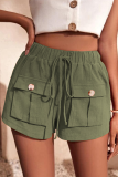 Casual Simplicity Solid Pocket Loose Straight Solid Color Bottoms