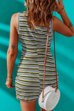 Casual Striped Patchwork O Neck A Line Dresses
