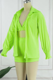 Casual Vacation Solid Solid Color Turndown Collar Long Sleeve Two Pieces