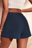 Casual Simplicity Solid Pocket Loose Straight Solid Color Bottoms
