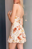 Sexy Sweet Floral Patchwork V Neck Sling Dress Dresses