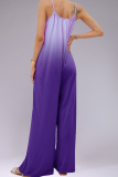 Plus Size Casual Street Gradual Change Patchwork O Neck Loose Jumpsuits