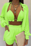 Casual Vacation Solid Solid Color Turndown Collar Long Sleeve Two Pieces