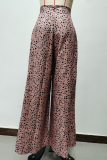 Casual Leopard Printing Loose High Waist Wide Leg Full Print Bottoms