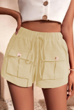 Casual Simplicity Solid Pocket Loose Straight Solid Color Bottoms