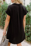 Daily Living Solid Patchwork Shirt Collar Shirt Dress Dresses