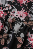 Elegant Simplicity Floral Patchwork Mandarin Collar Pleated Dresses