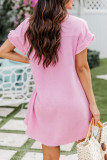 Daily Living Solid Patchwork Shirt Collar Shirt Dress Dresses