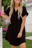 Daily Living Solid Patchwork Shirt Collar Shirt Dress Dresses