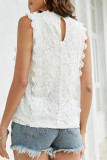 Casual Simplicity Solid Lace Patchwork V Neck Tops