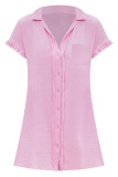 Daily Living Solid Patchwork Shirt Collar Shirt Dress Dresses