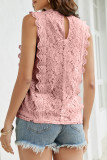Casual Simplicity Solid Lace Patchwork V Neck Tops