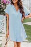 Daily Living Solid Patchwork Shirt Collar Shirt Dress Dresses