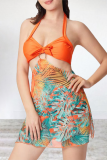 Sexy Vacation Print Patchwork 3 Piece Sets