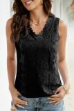 Casual Simplicity Solid Lace Patchwork V Neck Tops