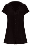 Daily Living Solid Patchwork Shirt Collar Shirt Dress Dresses