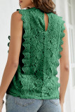 Casual Simplicity Solid Lace Patchwork V Neck Tops