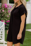 Daily Living Solid Patchwork Shirt Collar Shirt Dress Dresses