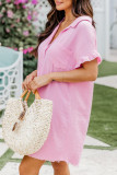 Daily Living Solid Patchwork Shirt Collar Shirt Dress Dresses