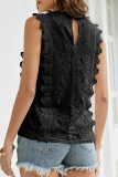 Casual Simplicity Solid Lace Patchwork V Neck Tops