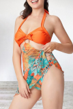 Sexy Vacation Print Patchwork 3 Piece Sets