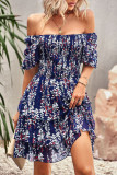 Floral Patchwork Square Collar Cake Skirt Dresses