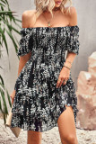 Floral Patchwork Square Collar Cake Skirt Dresses